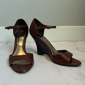 David Dixon for Town Shoes Leather Wedge Sandals - Sz 38